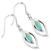 Turquoise Drop Silver Hook Earrings, e347
